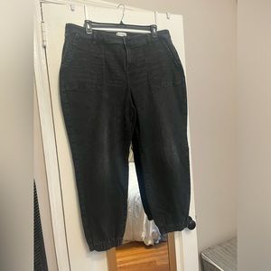 Grey/black boyfriend fit Lane Bryant jeans with elastic ankle
